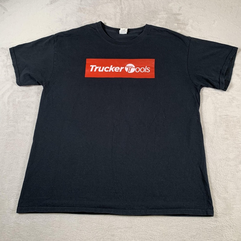 VTG‎ Trucker Tools Shirt Mens Large Black Gildan Heavy Cotton Promo Tee T-Shirt